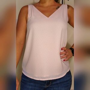 Express sleeveless top polka dot (white/pink) xs